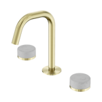Load image into Gallery viewer, Serenity Basin Set Edge Spout With Carrara Handle Brushed Gold

