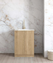 Mini Laundry 650mm Byron/Bondi Natural Oak with Natural Pure White  Top