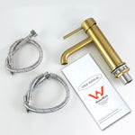 Load image into Gallery viewer, LUCID PIN Series Round Brushed Brass Basin Mixer
