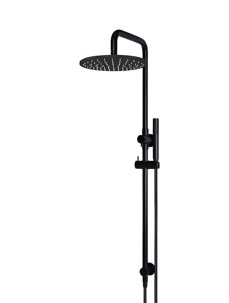 Round Combination Shower Rail 300mm Rose, Single Function Hand Shower - Matte Black