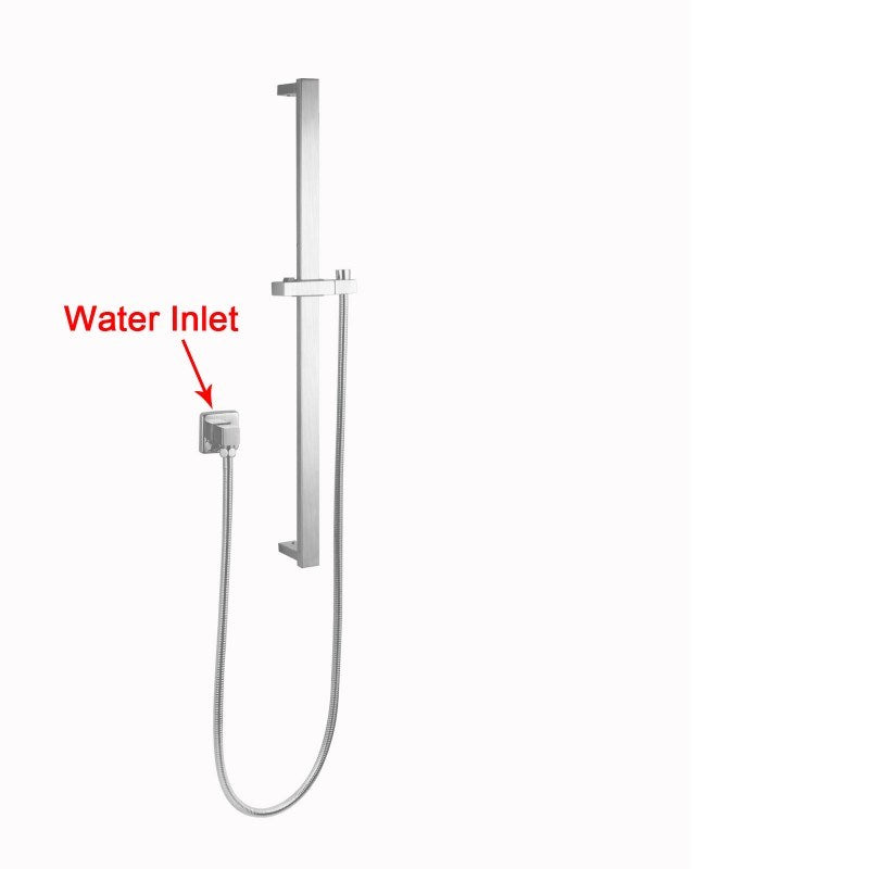 Square Brushed Nickel Hand Shower Rail without Handheld Shower(Stainless Steel Hose)