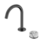 Load image into Gallery viewer, Serenity Progressive Basin Mixer Arc Spout With Arabescato Corchia Handle Gun Metal
