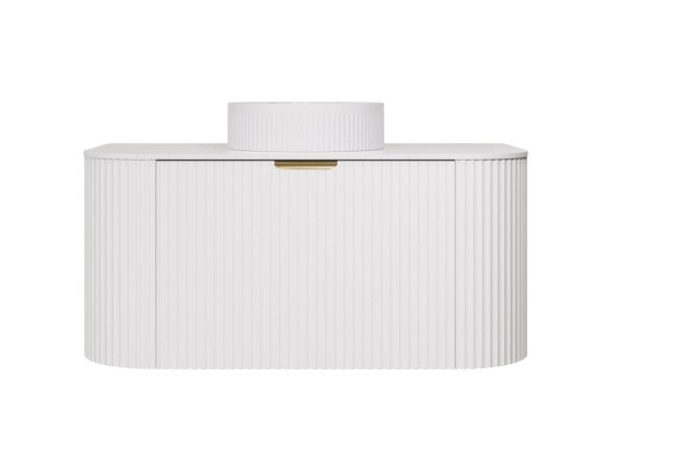 Agena Modern Fluted Wall Hung Vanity Matte White