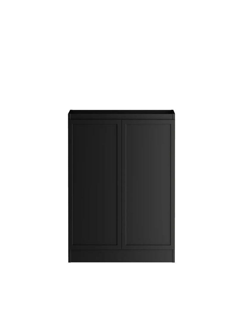Hampshire Black Base Laundry Cabinet with 1300mm Natural Carrara Marble Top