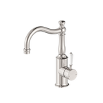 Load image into Gallery viewer, YORK BASIN MIXER HOOK SPOUT WITH WHITE PORCELAIN LEVER BRUSHED NICKEL
