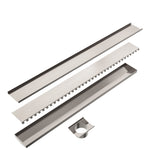 Load image into Gallery viewer, TILE INSERT V CHANNEL FLOOR GRATE 89MM OUTLET WITHOUT OUTLET AND HOLE SAW BRUSHED NICKEL
