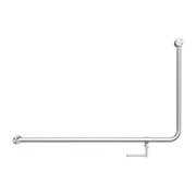 MECCA CARE 32MM DDA 90 DEGREE BENT TUBE GRAB RAIL 600X1000MM WITH TOILET ROLL HOLDER BRUSHED NICKEL
