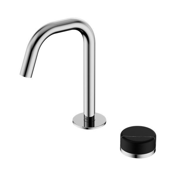 Serenity Progressive Basin Mixer Edge Spout With Marquina Black Handle Chrome