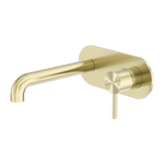 Load image into Gallery viewer, Zen SS316L Wall Basin/Bath Mixer 185mm Spout Brushed Gold
