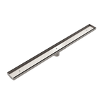 Load image into Gallery viewer, TILE INSERT V CHANNEL FLOOR GRATE 50MM OUTLET WITHOUT OUTLET AND HOLE SAW BRUSHED NICKEL
