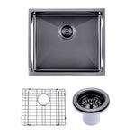 Load image into Gallery viewer, Round Corner Stainless Steel Gun Metal Grey PVD Coating Single Bowl Kitchen Sink(with Bottom Tray) 510*450*230mm
