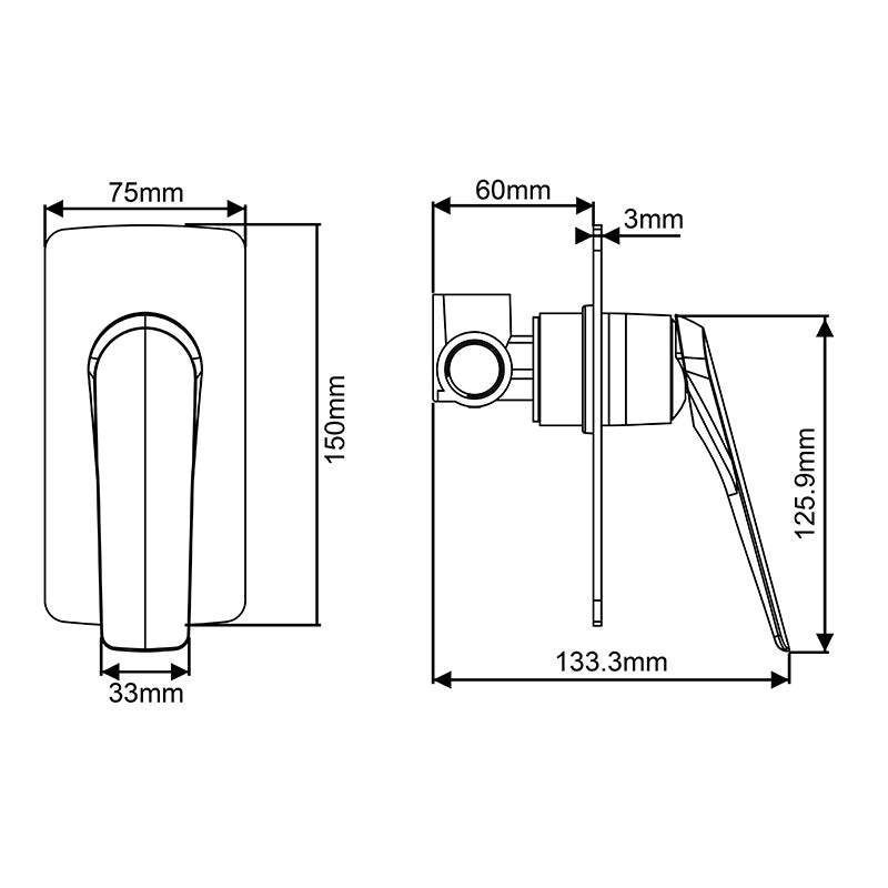 AU Series Square Black Wall Mixer