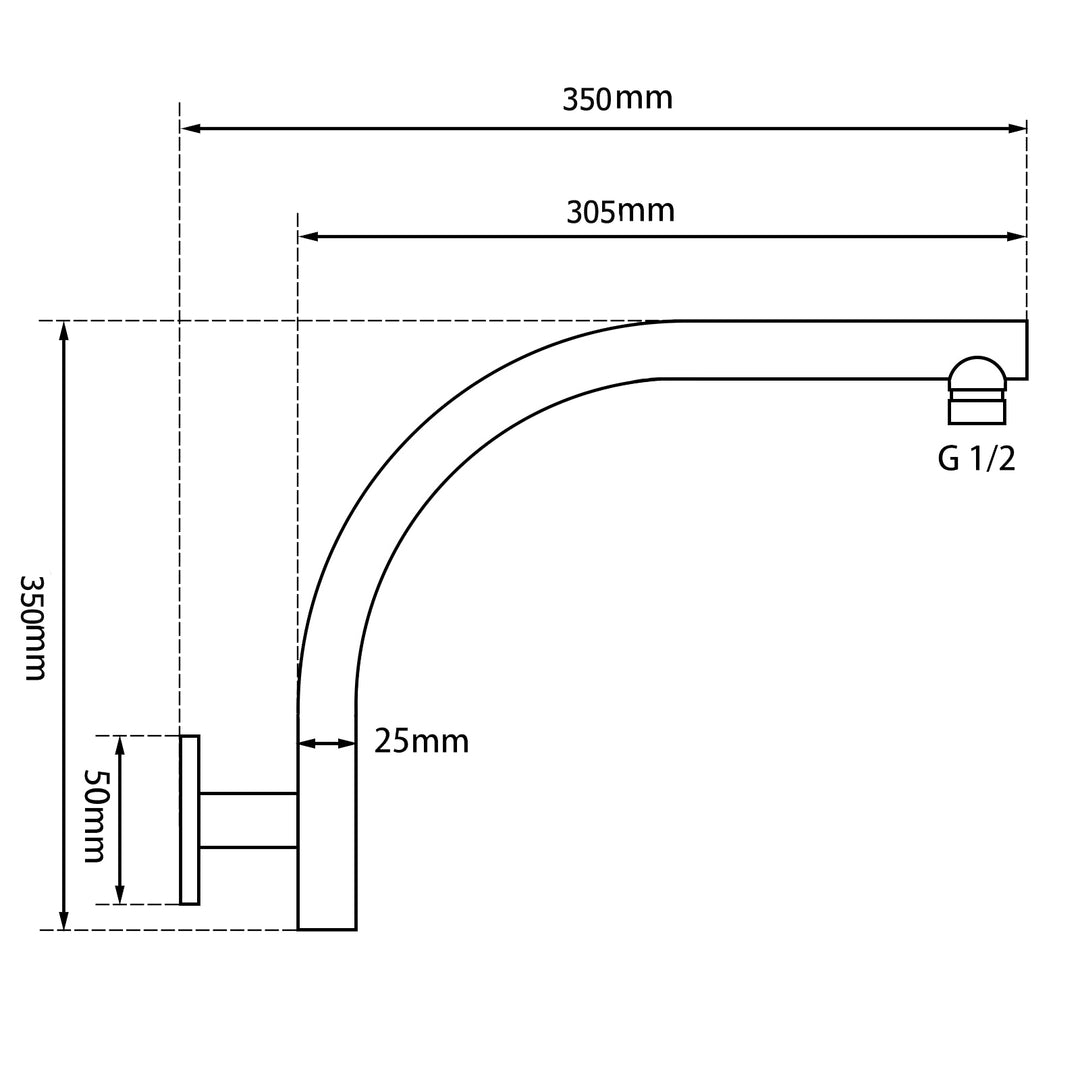 Round Chrome Swivel Wall Mounted Shower Arm