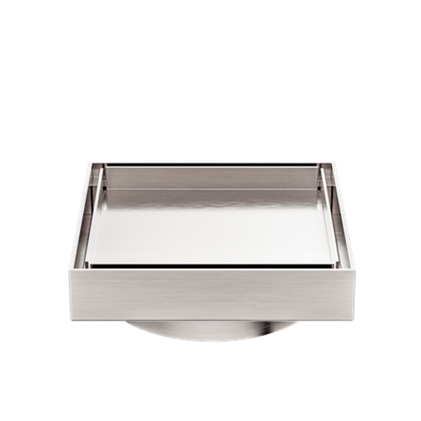 130MM SQUARE TILE INSERT FLOOR WASTE 100MM OUTLET BRUSHED NICKEL