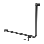 Load image into Gallery viewer, MECCA CARE 32MM DDA 90 DEGREE BENT TUBE GRAB RAIL 600X1000MM WITH TOILET ROLL HOLDER GUN METAL
