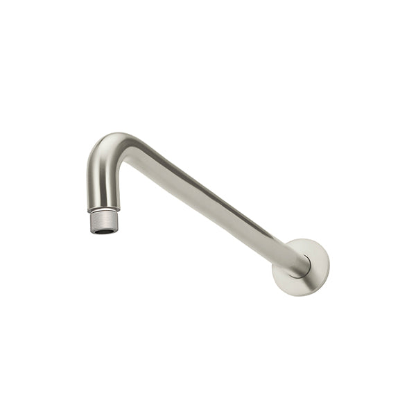 Round Wall Shower Curved Arm 400mm - PDV Brushed Nickel