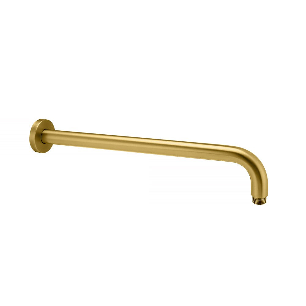 Round Brushed Brass Wall Straight Shower Arm 400mm