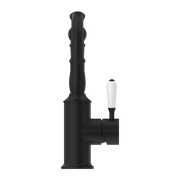 YORK BASIN MIXER HOOK SPOUT WITH WHITE PORCELAIN LEVER MATTE BLACK