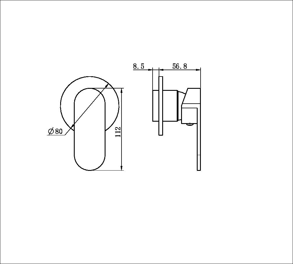 ECCO SHOWER MIXER 80MM ROUND PLATE GUM METAL