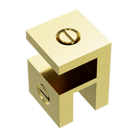 OVER-PANEL GLASS TO GLASS FITTING 10MM GLASS BRUSHED GOLD