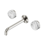 Load image into Gallery viewer, Serenity Wall Basin Set 160mm Spout With Arabescato Corchia Handle Brushed Nickel
