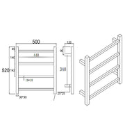 Square Brushed Nickel Electric Heated Towel Rack 4 Bars