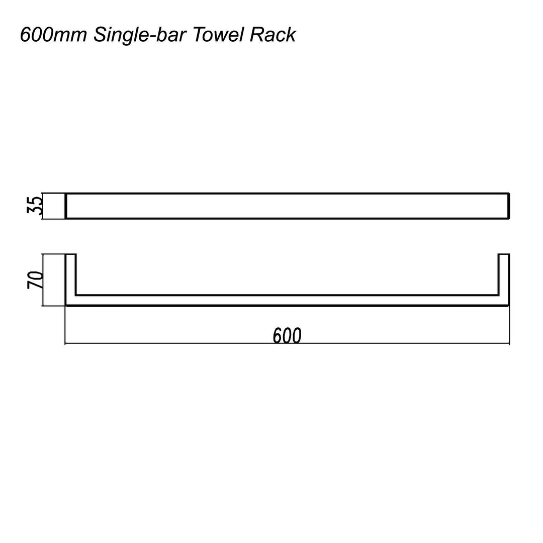 IVANO Series Brushed Nickel Single Towel Rail 600mm
