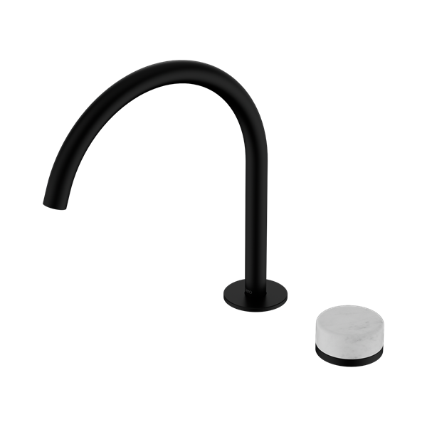 Serenity Progressive Bath/Kitchen Mixer Arc Spout With Carrara Handle Matte Black