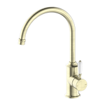 Load image into Gallery viewer, YORK KITCHEN MIXER GOOSNECK SPOUT WITH WHITE PORCELAIN LEVER AGED BRASS
