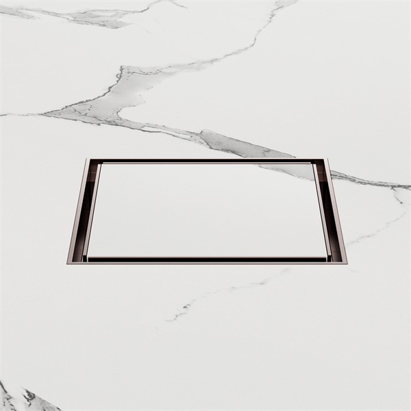 100mm Square Tile Insert Floor Waste 80mm Outlet Brushed Bronze