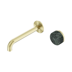 Load image into Gallery viewer, Serenity Progressive Wall Basin Mixer 185mm Spout With Verde Alpi Handle Brushed Gold
