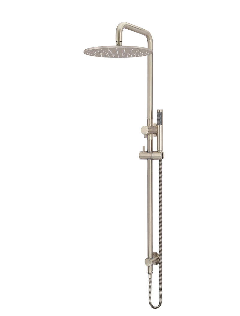 Round Combination Shower Rail 300mm Rose, Single Function Hand Shower - Champagne