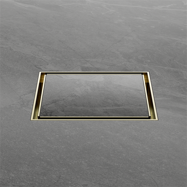 100mm Square Tile Insert Floor Waste 80mm Outlet Brushed Gold
