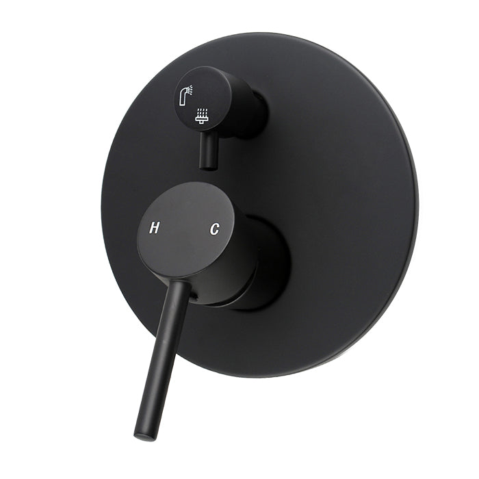 LUCID PIN Series Round Black Wall Mixer Diverter(color up)