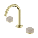 Load image into Gallery viewer, Serenity Basin Set Arc Spout With Rome Travertine Handle Brushed Gold
