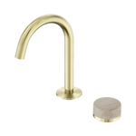 Load image into Gallery viewer, Serenity Progressive Basin Mixer Arc Spout With Rome Travertine Handle Brushed Gold
