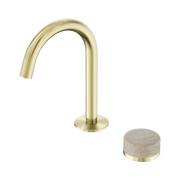 Serenity Progressive Basin Mixer Arc Spout With Rome Travertine Handle Brushed Gold