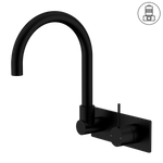 Load image into Gallery viewer, MECCA WALL BASIN/BATH MIXER SWIVEL SPOUT HANDLE UP MATTE BLACK
