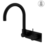 MECCA WALL BASIN/BATH MIXER SWIVEL SPOUT HANDLE UP MATTE BLACK