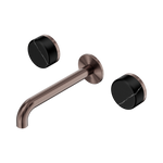 Load image into Gallery viewer, Serenity Wall Basin Set 160mm Spout With Marquina Black Handle Brushed Bronze
