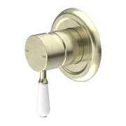 YORK SHOWER MIXER WITH WHITE PORCELAIN LEVER AGED BRASS