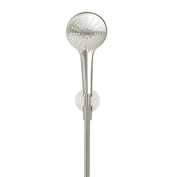 Round Three Function Hand Shower on Fixed Bracket - PVD Brushed Nickel