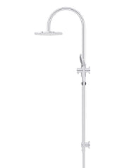 200mm Round Overhead Shower Rail, Three Function Hand Shower - Polished Chrome