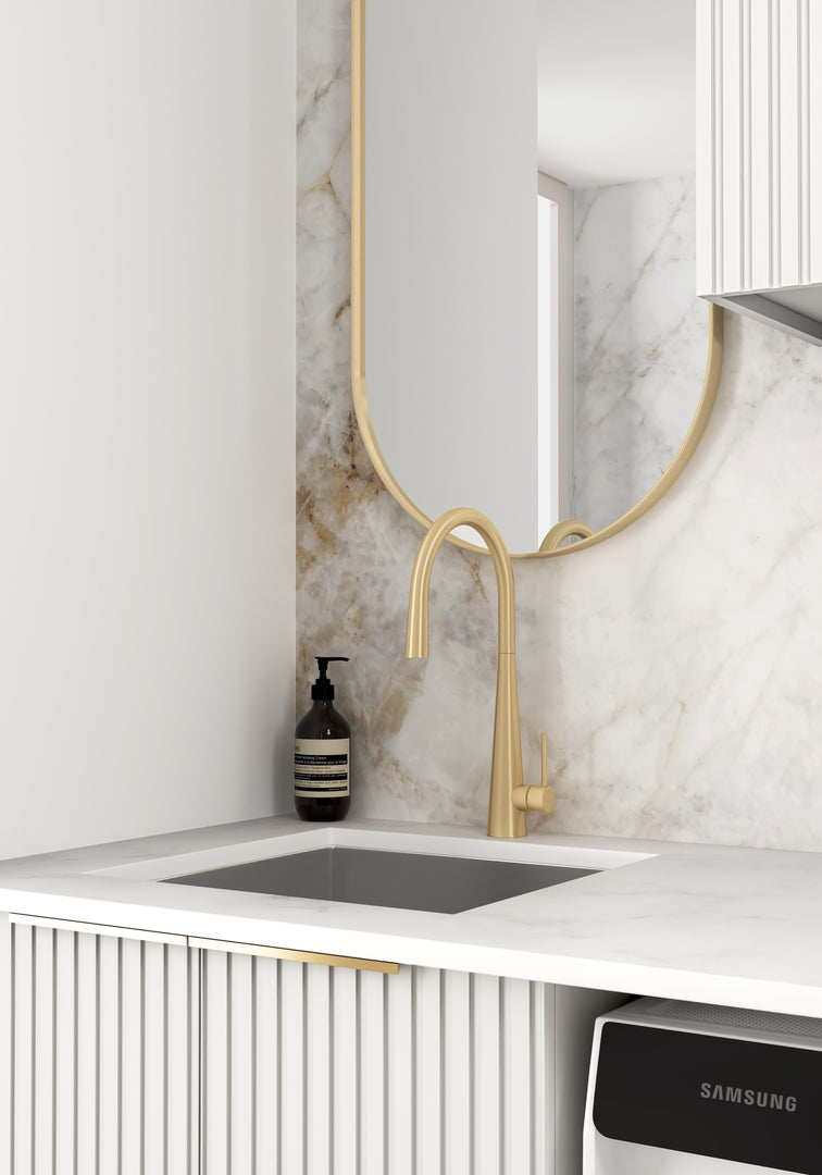 Laundry Kit 1305A Noosa White with Natural Carrara Marble Top