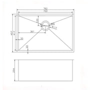 762x457x254mm Gunmetal Stainless Steel PVD Single Bowl Kitchen Sink
