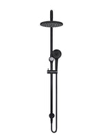Load image into Gallery viewer, Round Combination Shower Rail, 200mm Rose, Three-Function Hand Shower - Matte Black
