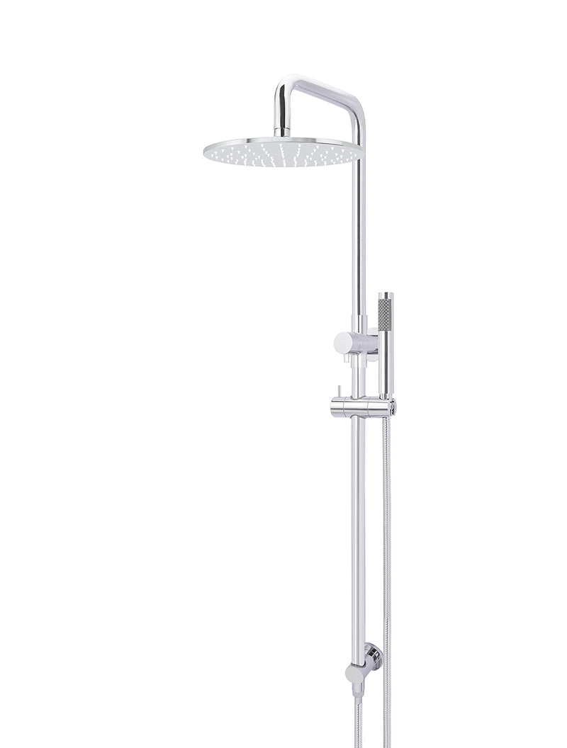 Round Combination Shower Rail 300mm Rose, Single Function Hand Shower - Polished Chrome