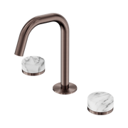 Serenity Basin Set Edge Spout With Arabescato Corchia Handle Brushed Bronze