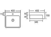 Semi Recess Basin Square 410x410x145