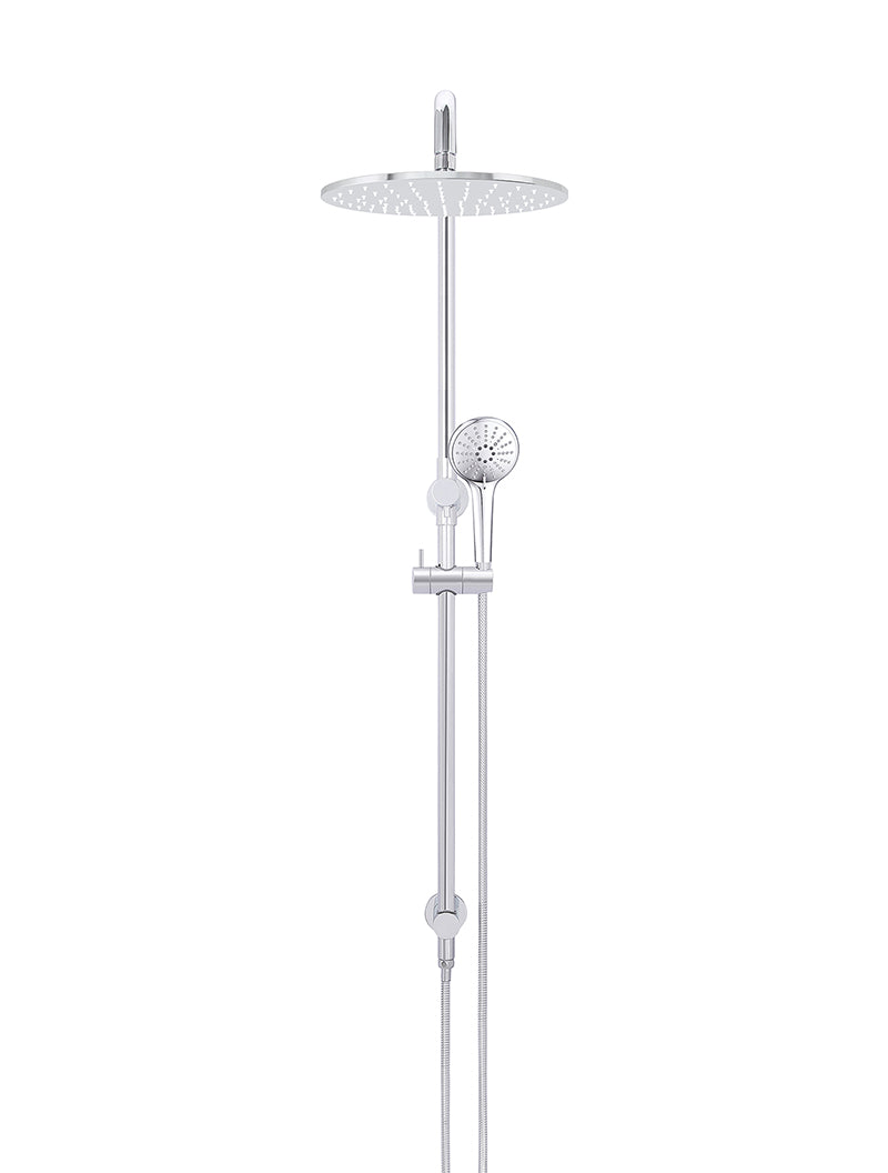 Round Combination Shower Rail 300mm Rose, Three Function Hand Shower - Chrome
